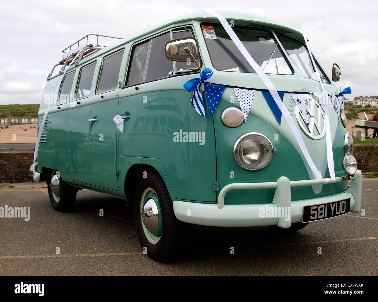 VW campervan being used as a wedding car, Cornwall, UK Stock Photo - Alamy