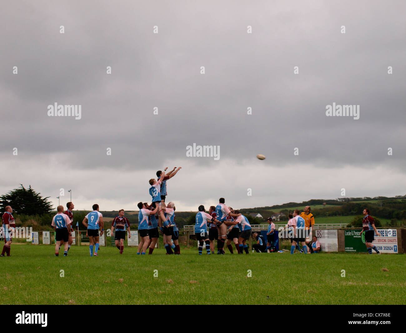 Rugby, Line out, Bude vs Bodmin, Cornwall, UK Stock Photo