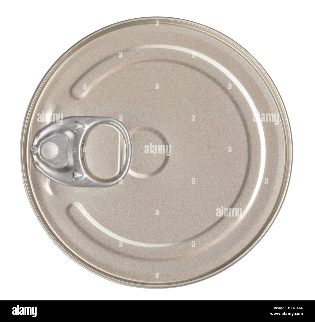 Food tin can top view isolated with clipping path included Stock Photo