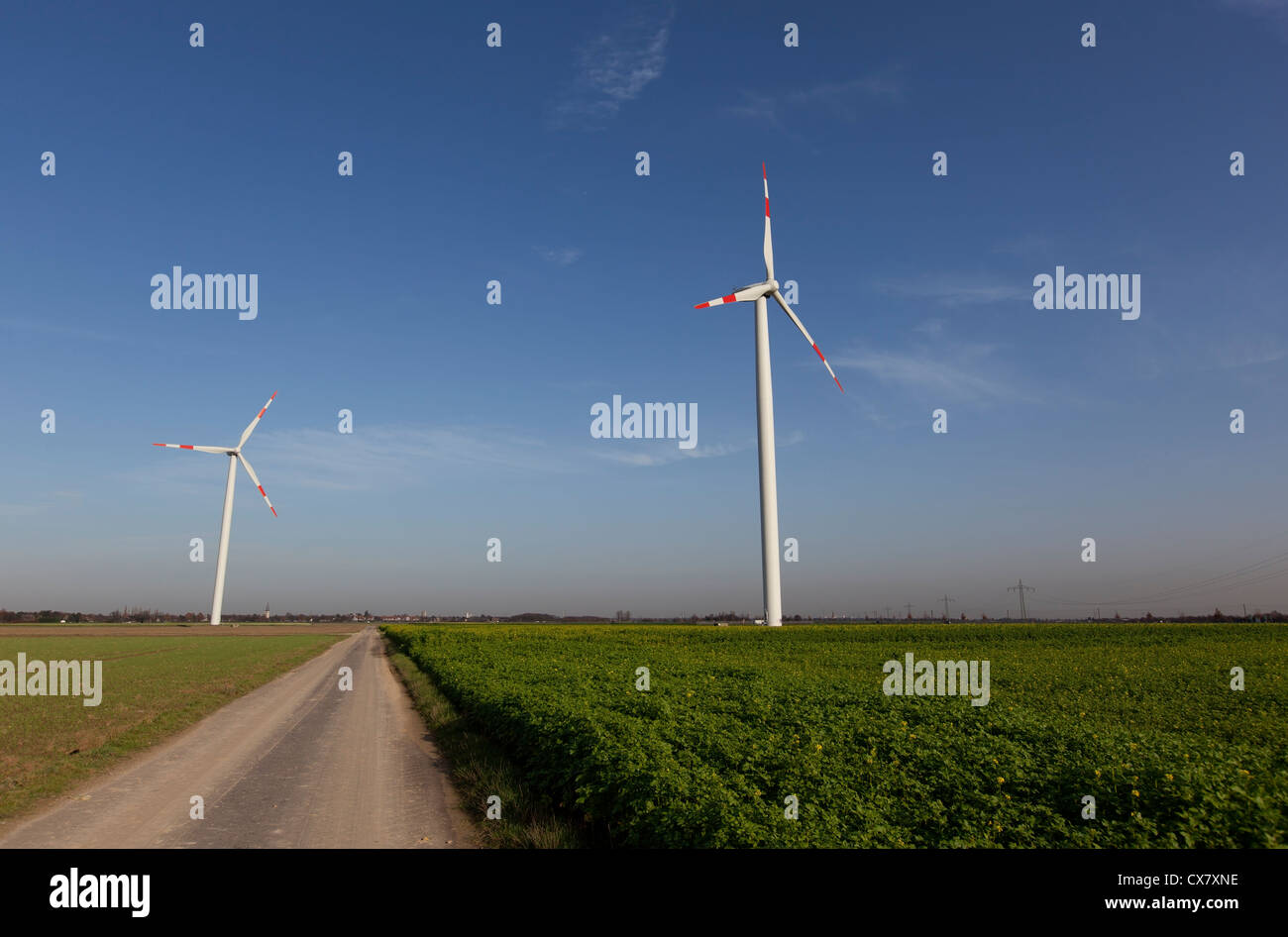 Wind Turbines with blue sky Stock Photo - Alamy