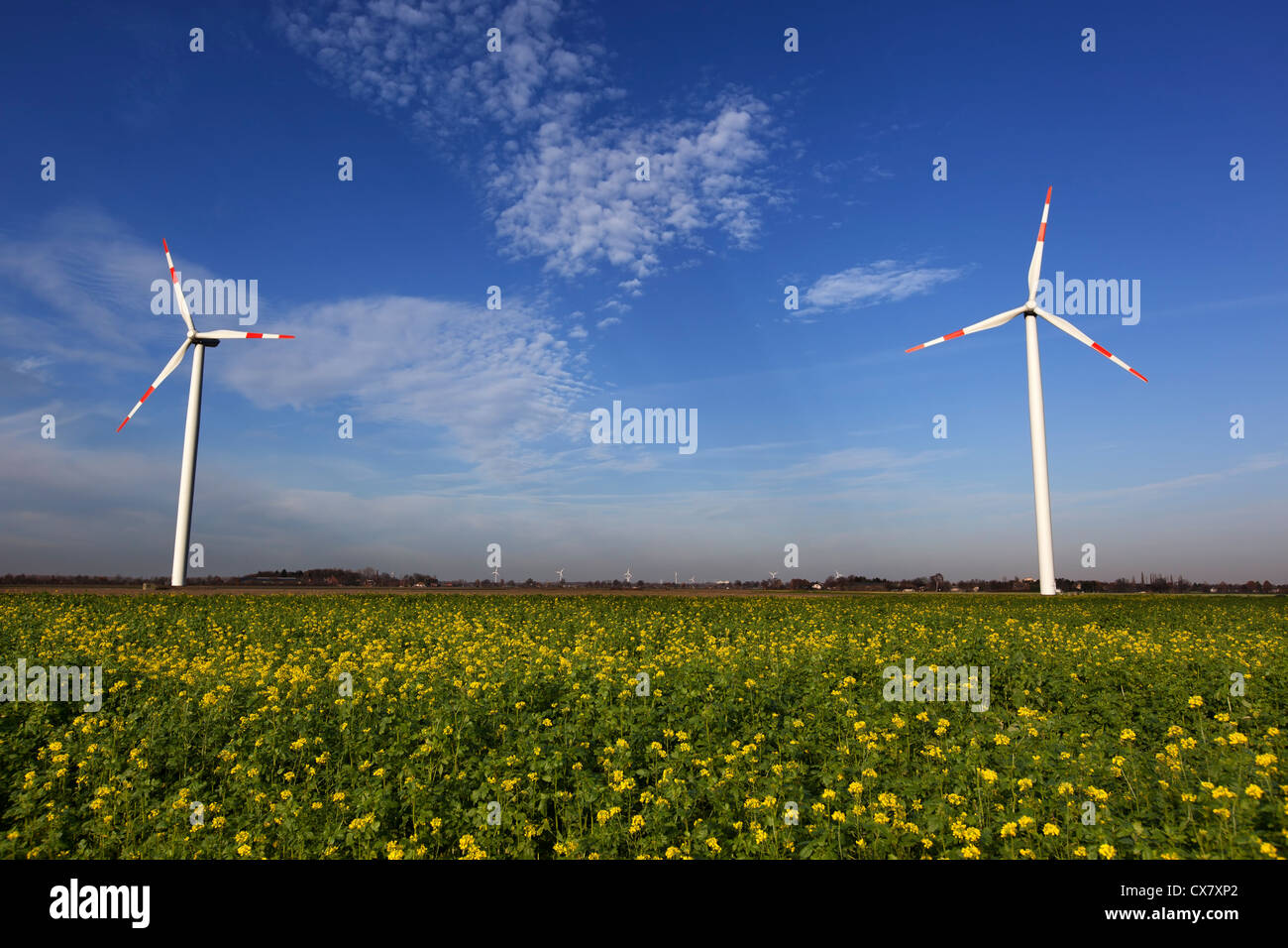 Wind Turbines with blue sky Stock Photo - Alamy