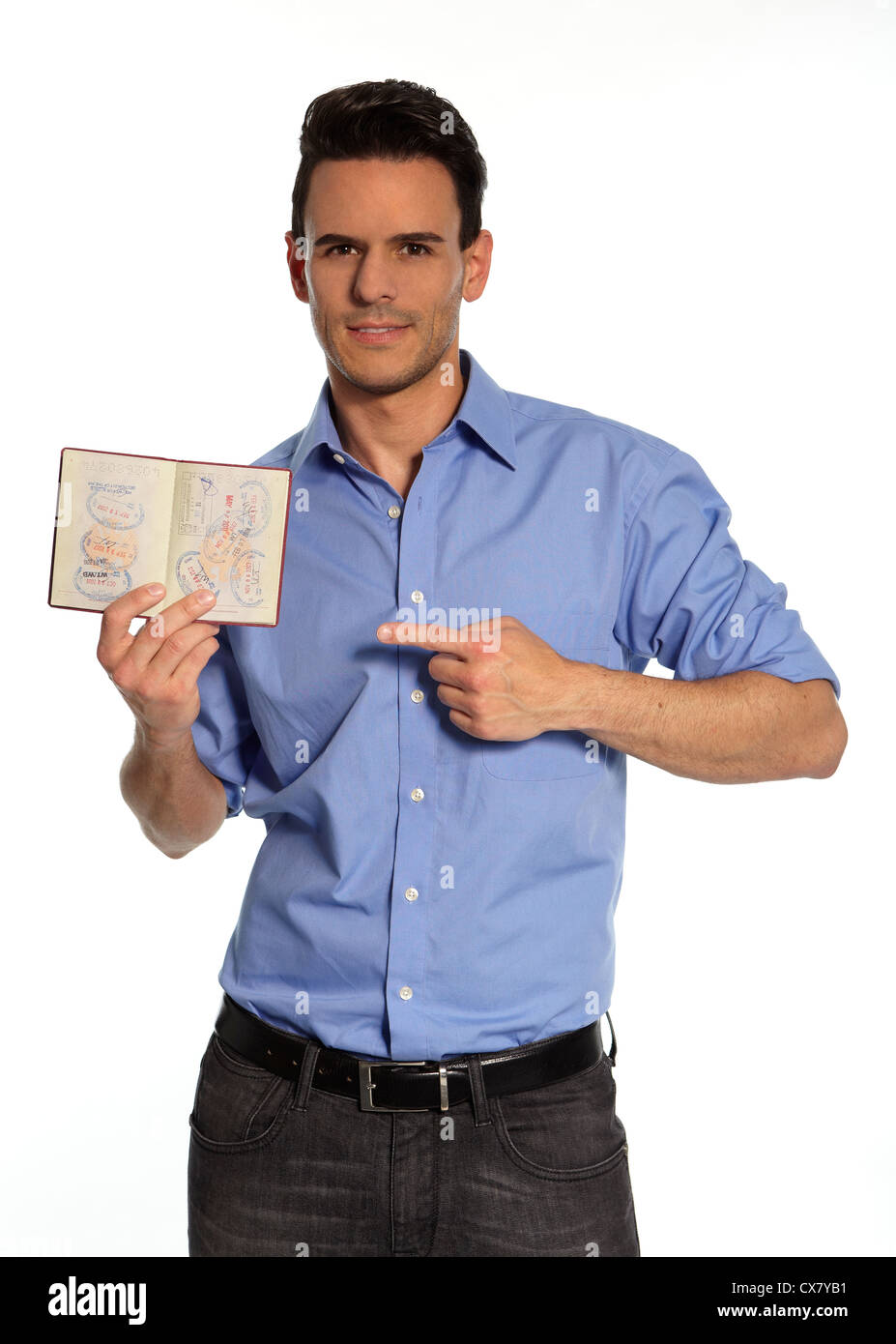 Man with Passport Stock Photo Alamy