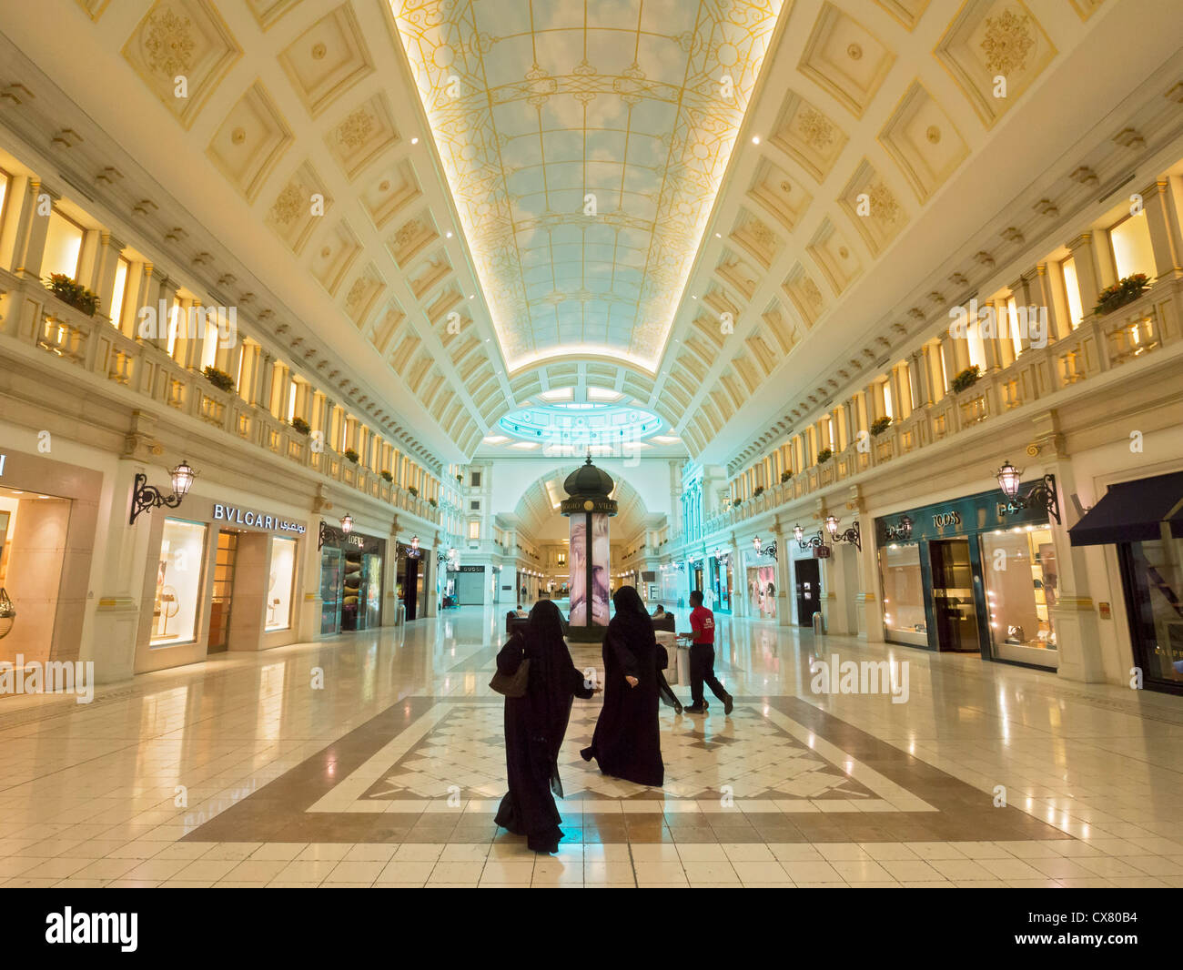 Interior of upmarket Villaggio shopping mall in Doha Qatar Stock Photo