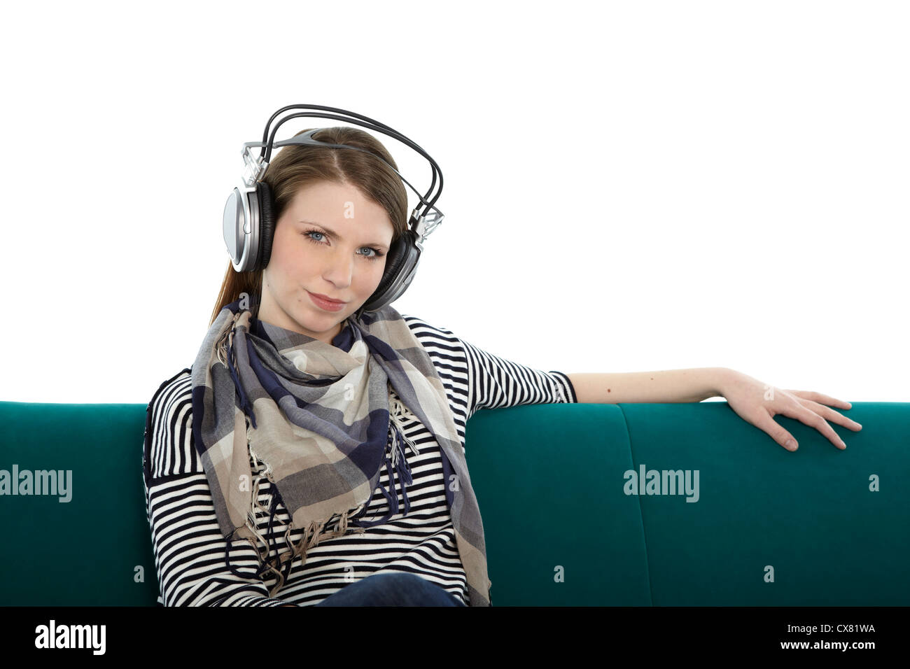 Woman with a headset Stock Photo
