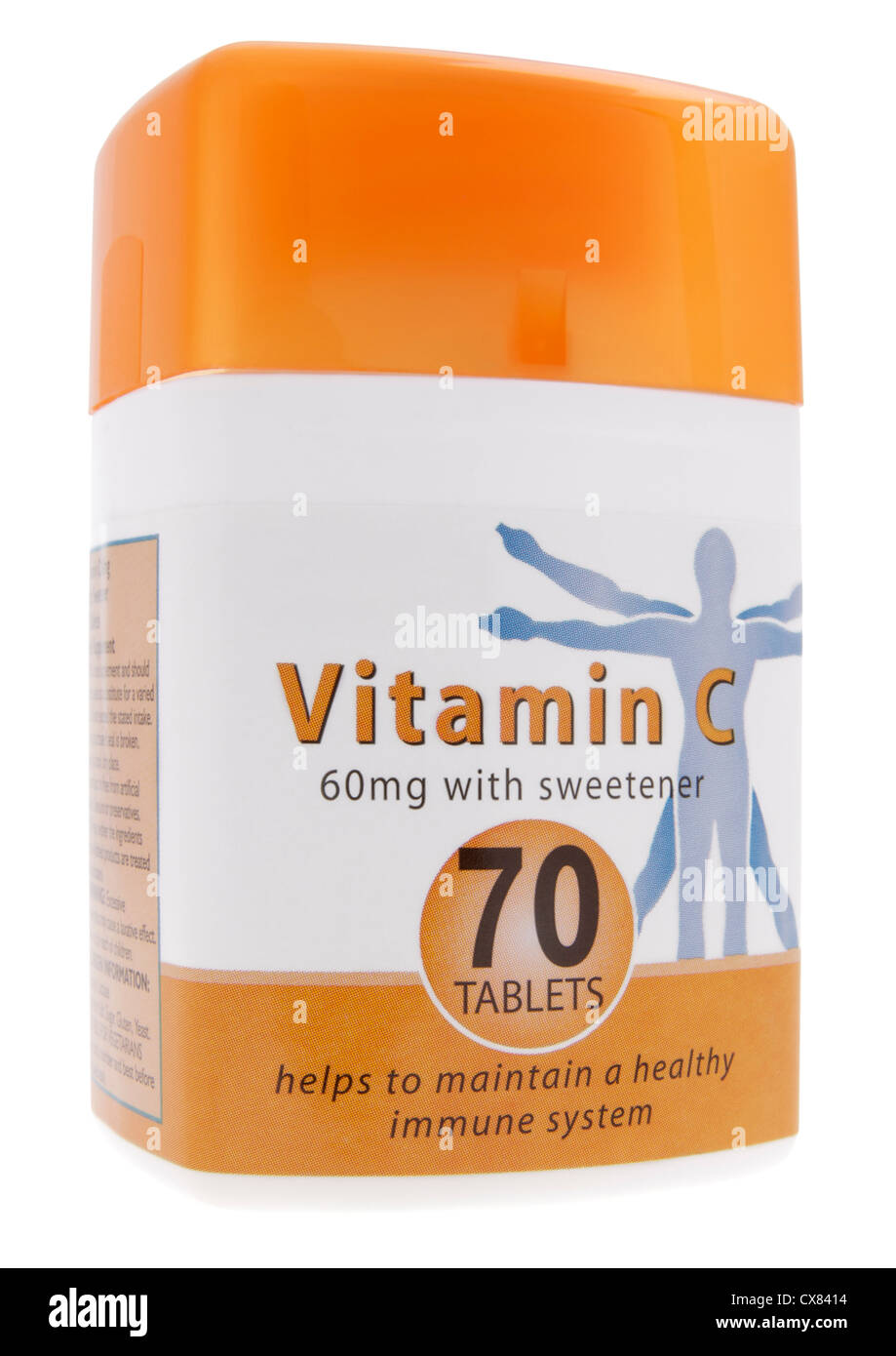 Bottle of vitamin C tablets on white background Stock Photo - Alamy