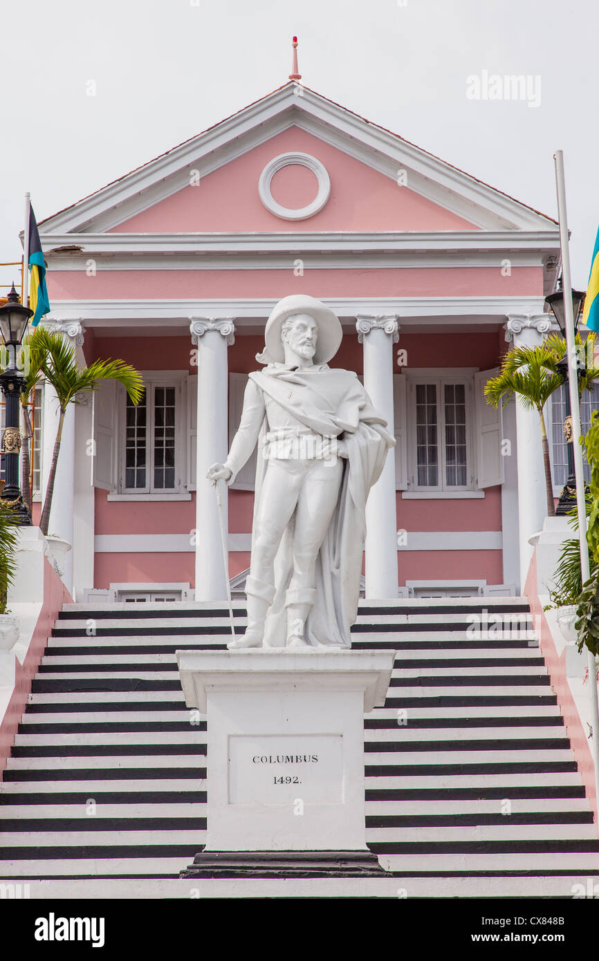 Christopher Columbus statue in front of the Government House in Nassau