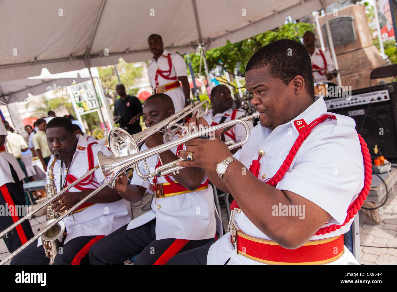 Musicians with the Royal Bahamian Police band perform in Parliament