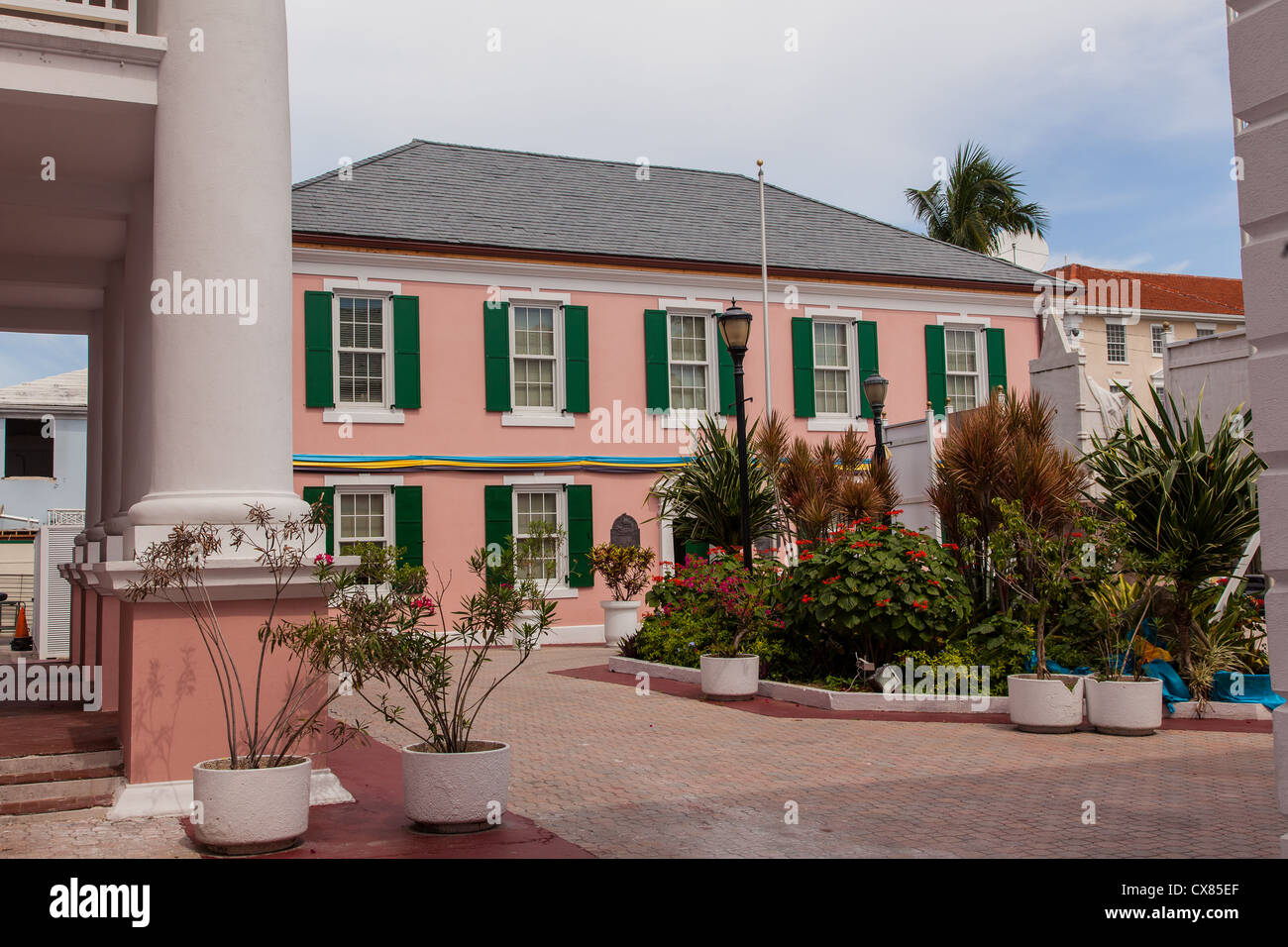 Government buildings in Parliament Square Nassau, Bahamas. Stock Photo