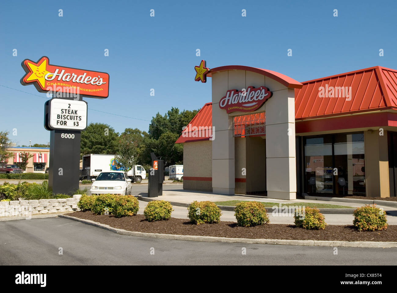 Hardees Fast Food Restaurant USA Stock Photo