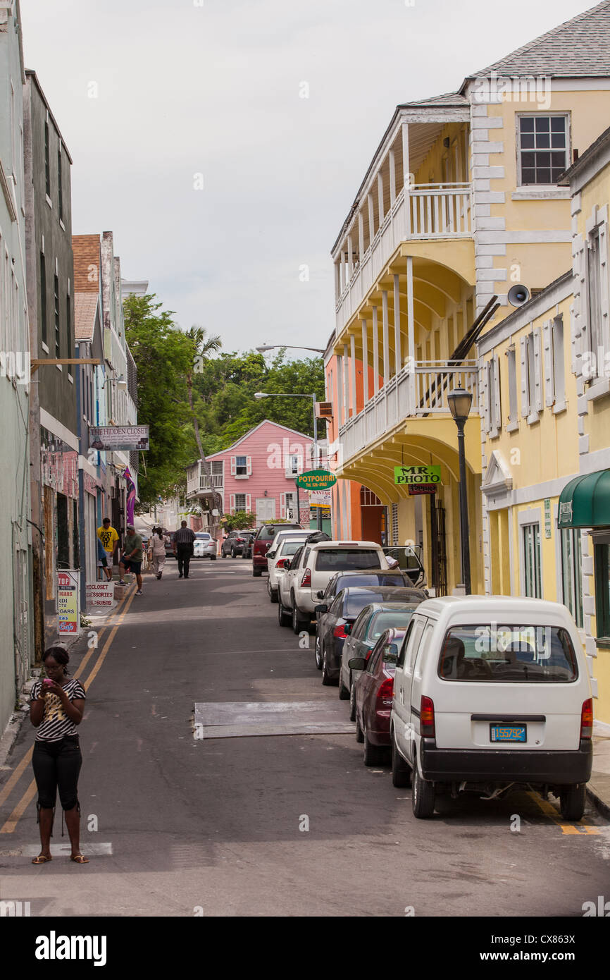 Colonial street in Nassau, Bahamas Stock Photo Alamy