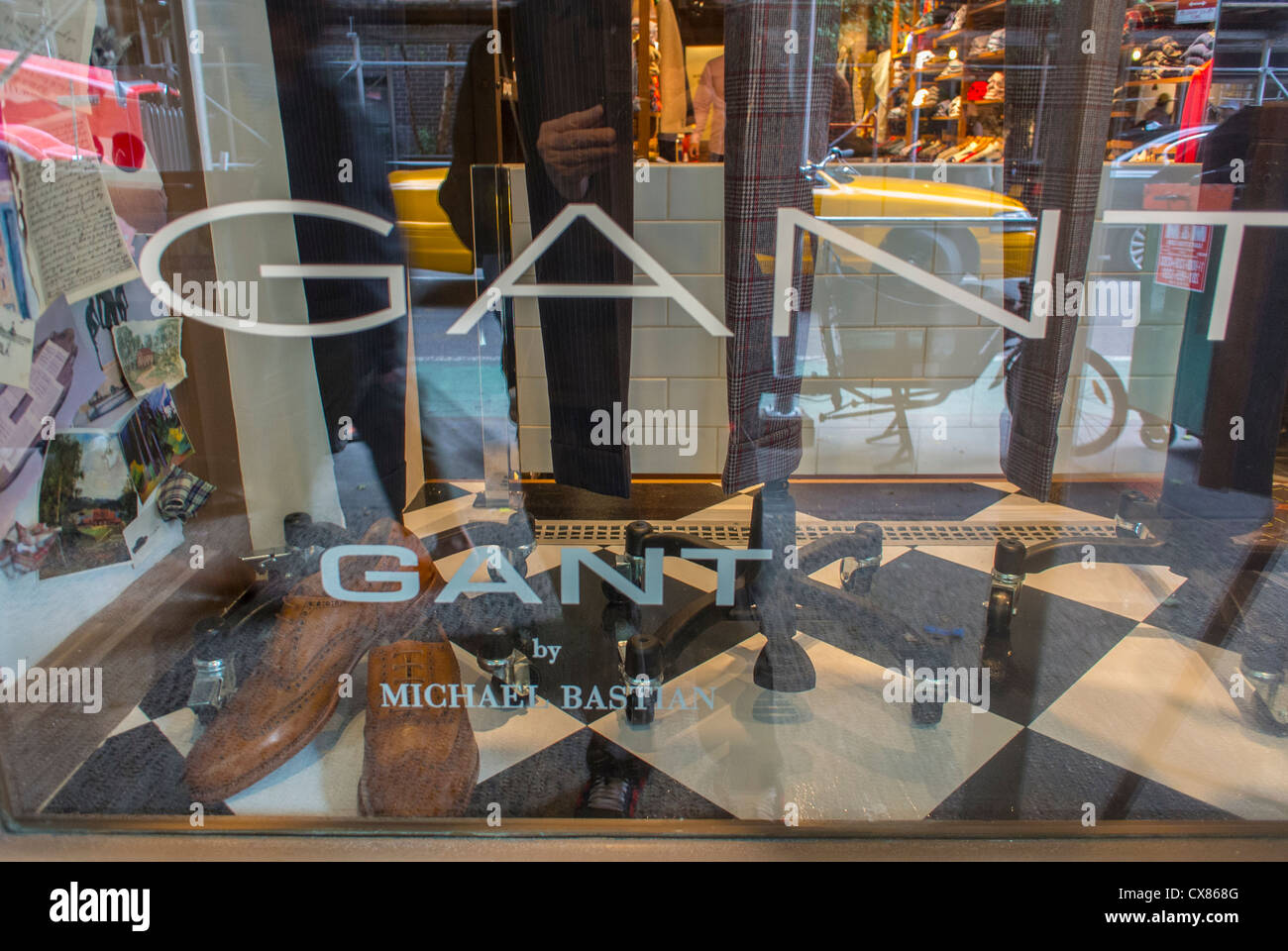 New York City, NY, USA, Fashion WIndow Display in 'Gant' Shop, Shopping in Greenwich Village, Detail Sign Stock Photo