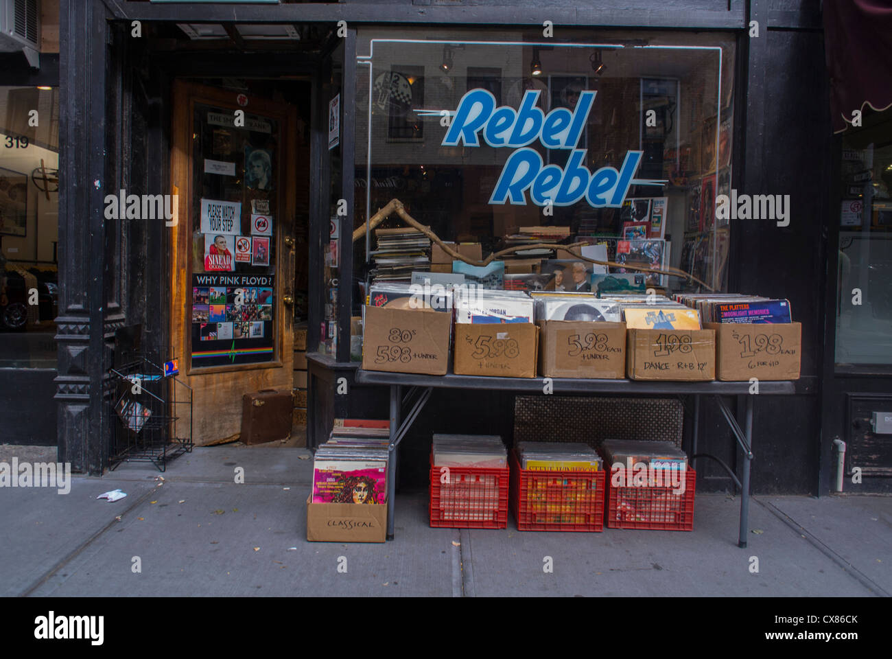 New York City, NY, USA, Record Stores 'Rebel Rebel', Window display, Shopping in Greenwich Village Stock Photo