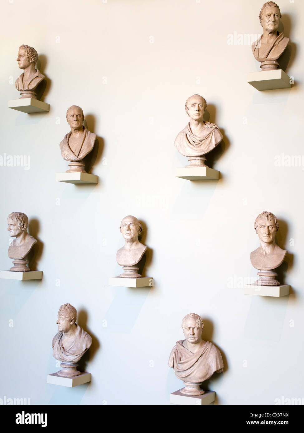 A wall of busts by Sir William Chantrey - the Ashmolean Museum, Oxford Stock Photo