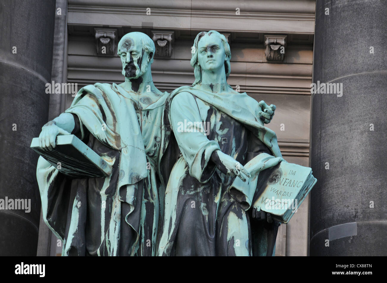 sculptures on front facade of cathedral, Berlin, Germany Stock Photo