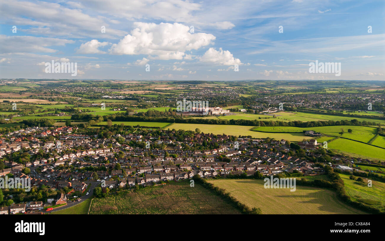 Aerial view of the outskirts of Bristol looking towards Keynsham and