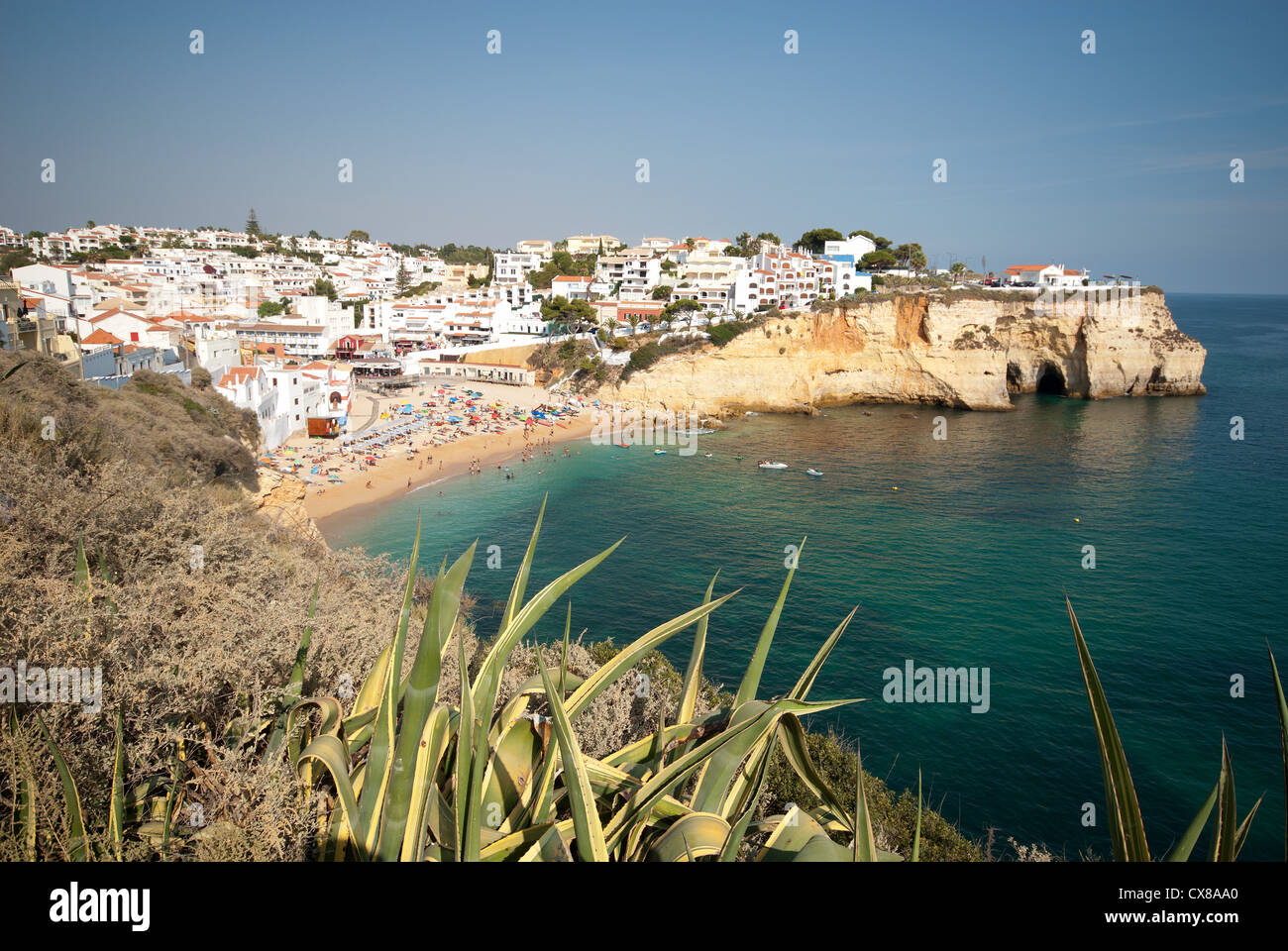 ALGARVE, PORTUGAL. The popular holiday resort of Praia do Carvoeiro. 2012. Stock Photo