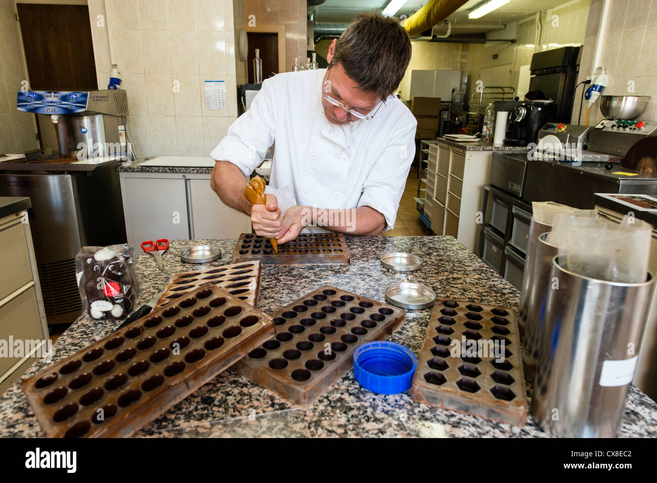 Chocolatier making chocolate in Lausanne Switzerland Stock Photo Alamy
