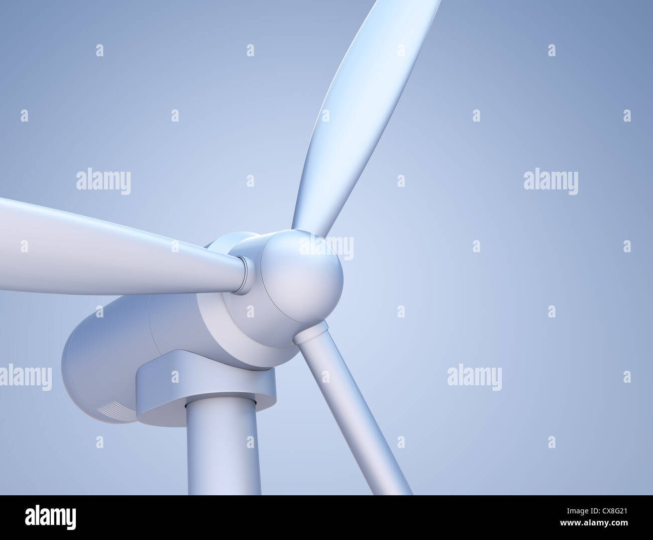 Wind Turbine Close-up (3D rendered with soft product type lighting) Stock Photo