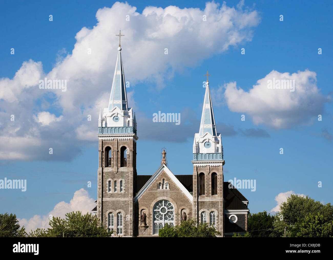 Church Building With A Bell Tower And Clock Tower; Farnham Quebec
