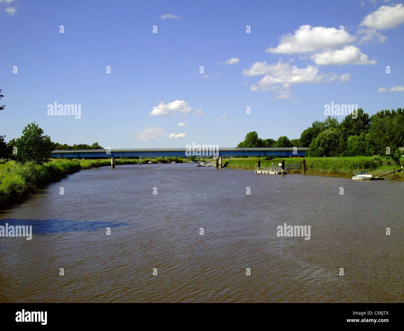 Oste river between Hemmoor and Osten, district of Cuxhaven, Lower Saxony, Germany Stock Photo