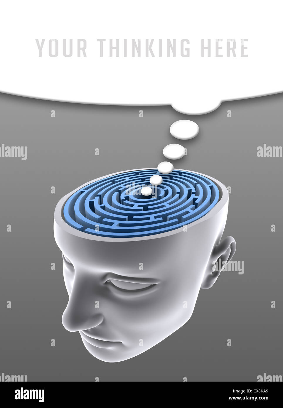 The labyrinth inside the head. Your text on the white space. Stock Photo