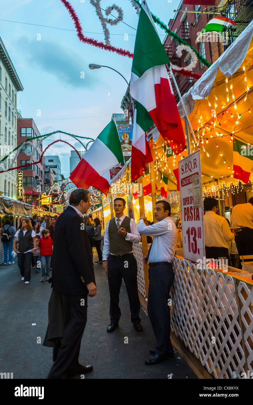 New York, NY, USA, Men Talking, Little Italy Area, San Genarro Italian Street Food Festival