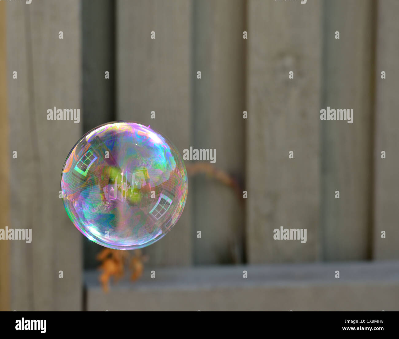Floating soap bubble. Stock Photo