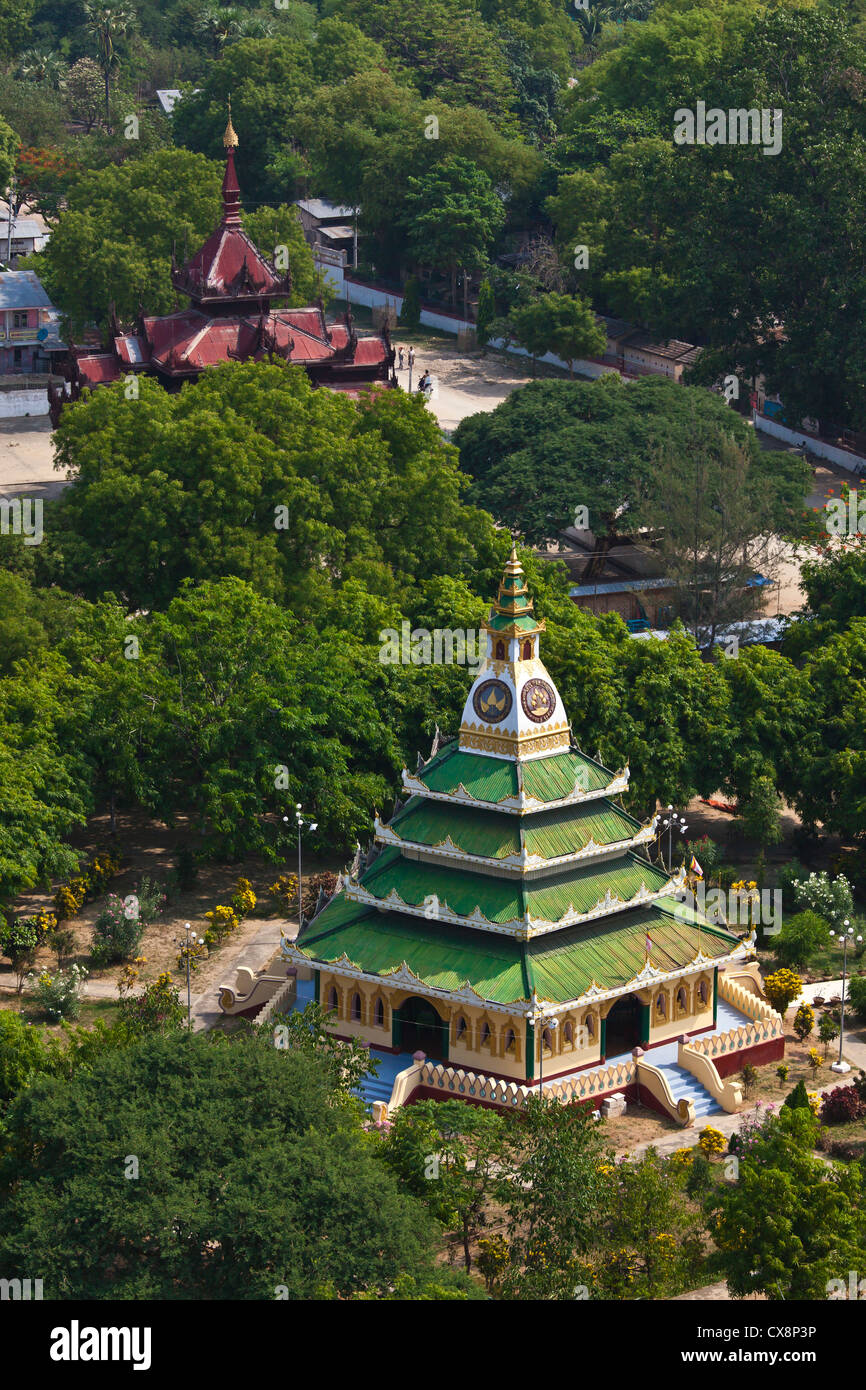 MOLMI PAYA has a beautiful green roof and is build pagoda style - MINGUN, MYANMAR Stock Photo
