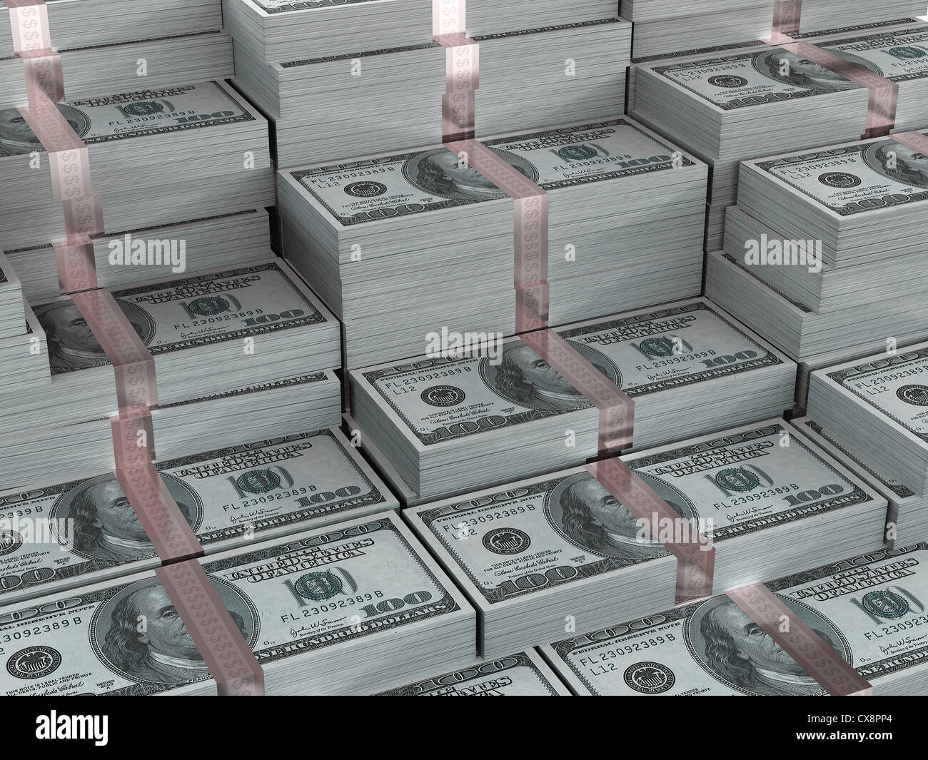 A pile of notes dollars forming a wall Stock Photo - Alamy