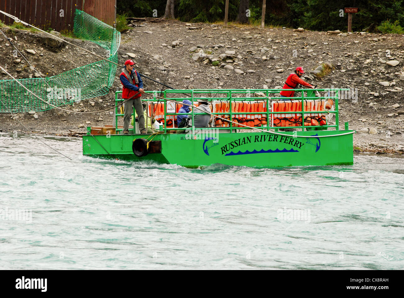 Ferry Ruskim Ferry on Russian River in Alaska Stock Photo - Alamy