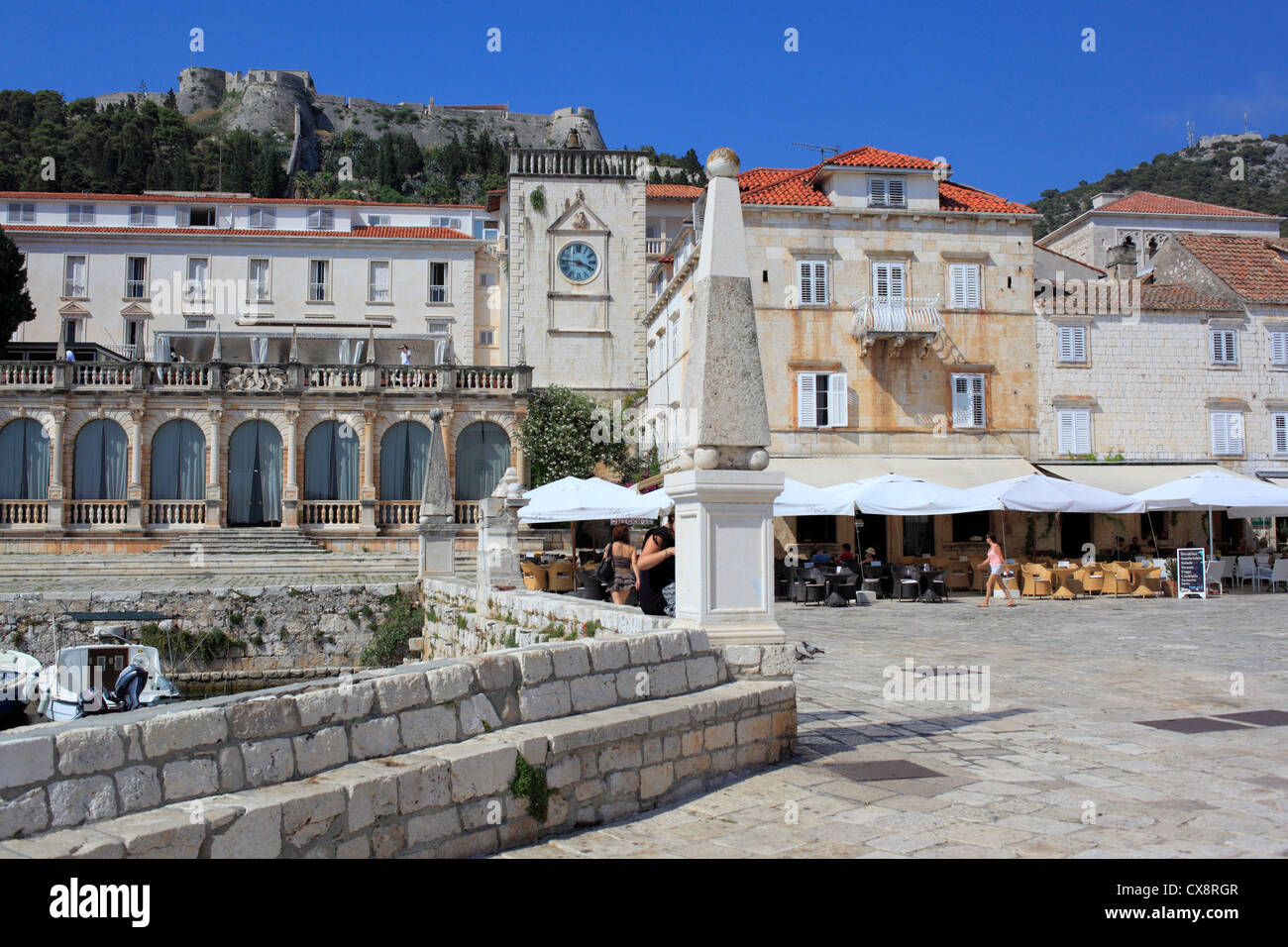 Central square (Pjaca), city of Hvar, Island of Hvar, Dalmatian coast, Croatia Stock Photo