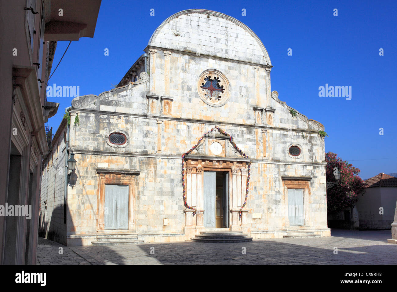 Church, Stari Grad, Island of Hvar, Dalmatian coast, Croatia Stock Photo
