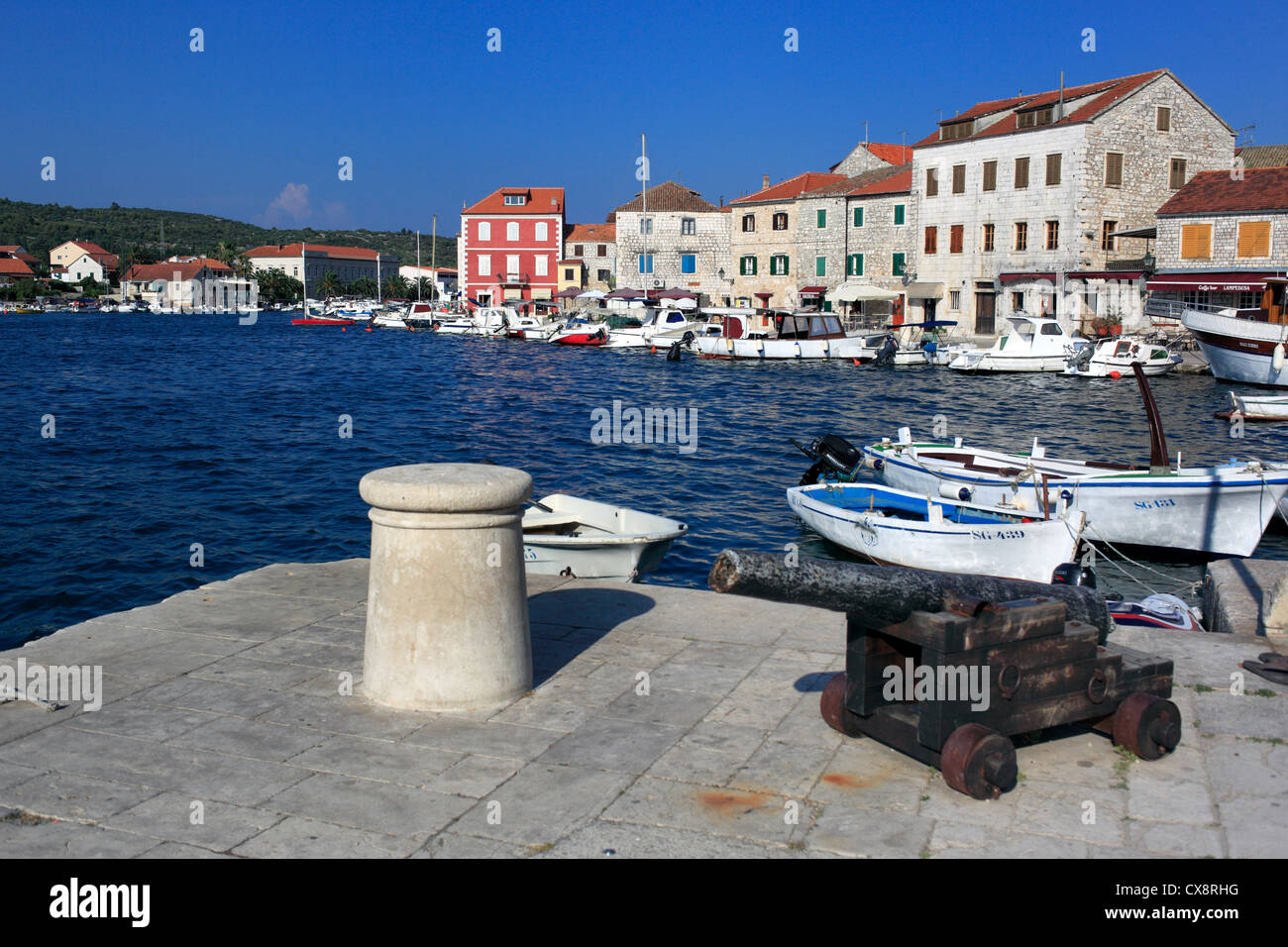 Harbor, Stari Grad, Island of Hvar, Dalmatian coast, Croatia Stock Photo