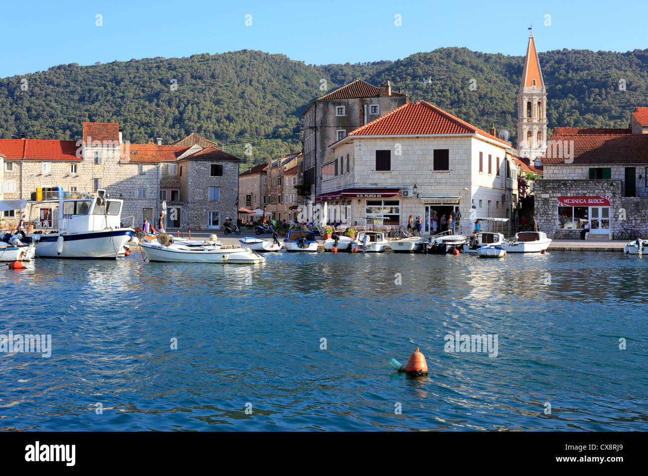Harbor, Stari Grad, Island of Hvar, Dalmatian coast, Croatia Stock Photo