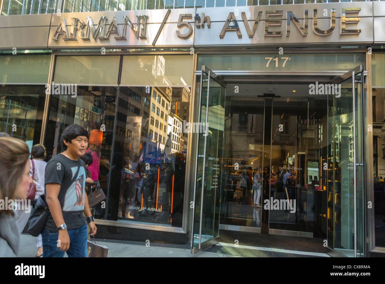 New York, NY, USA, People Shopping, Street Scenes, Luxury Fashion Brands, Shops 'Armani' on Fifth Avenue, Manhattan , Shop Front Stock Photo