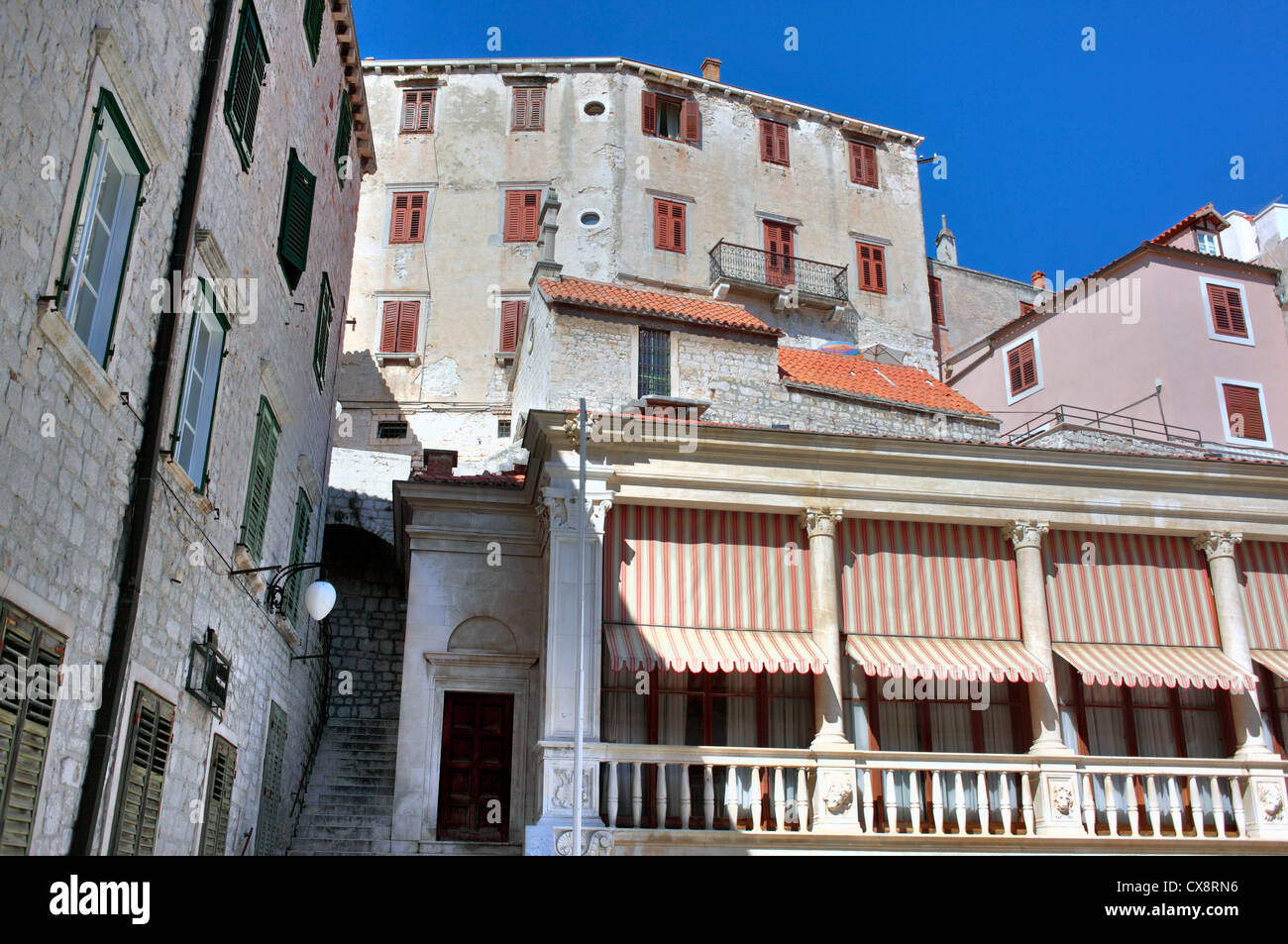 Street in old town, Sibenik, Dalmatia, Croatia Stock Photo