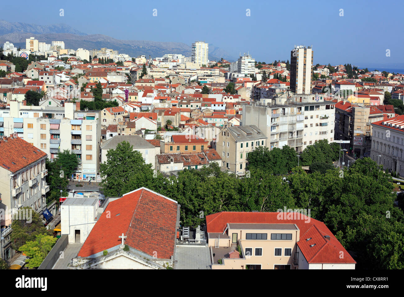 Cityscape from bell tower of Cathedral of St. Domnius, Split, Dalmatia, Croatia Stock Photo