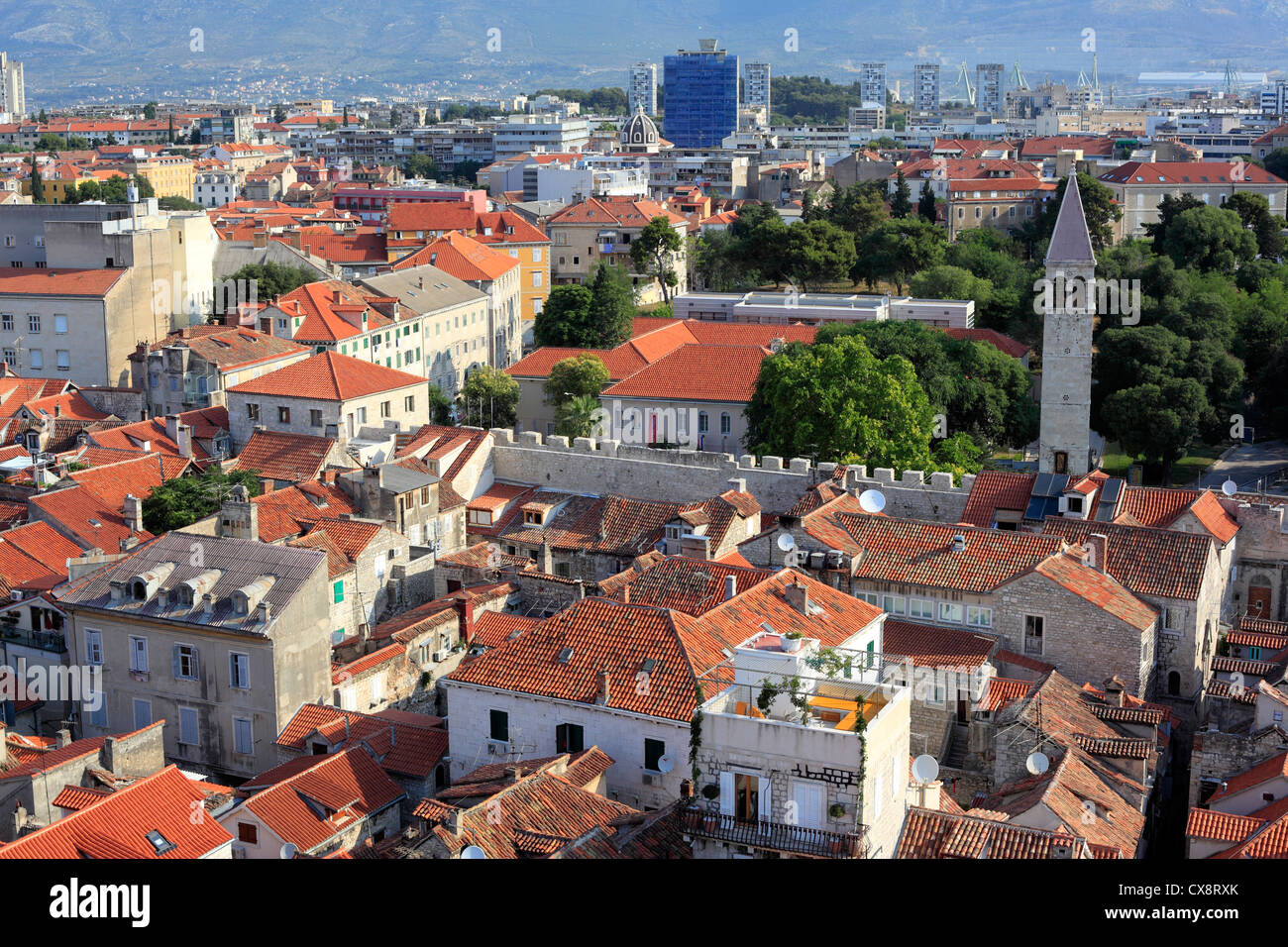 Cityscape from bell tower of Cathedral of St. Domnius, Split, Dalmatia, Croatia Stock Photo