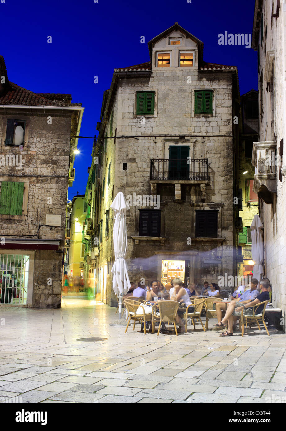 Street cafe in old city, Split, Dalmatia, Croatia Stock Photo