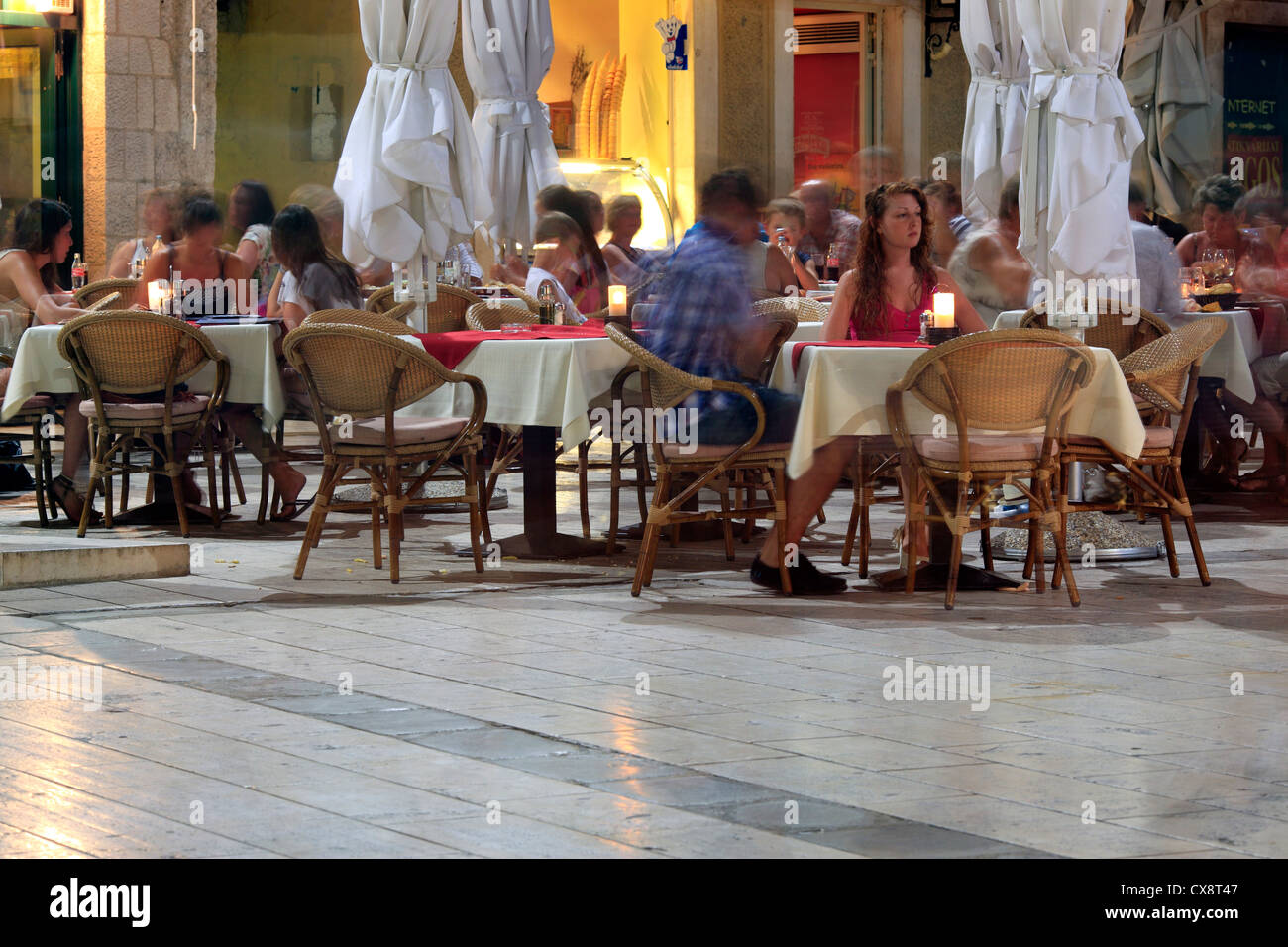Street cafe in old city, Split, Dalmatia, Croatia Stock Photo