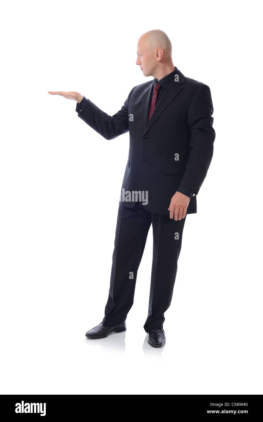 Man in suit holding empty copy space Stock Photo