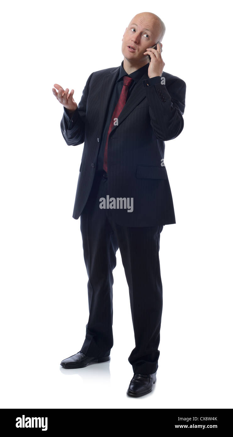 Business man on mobile phone isolated on white Stock Photo