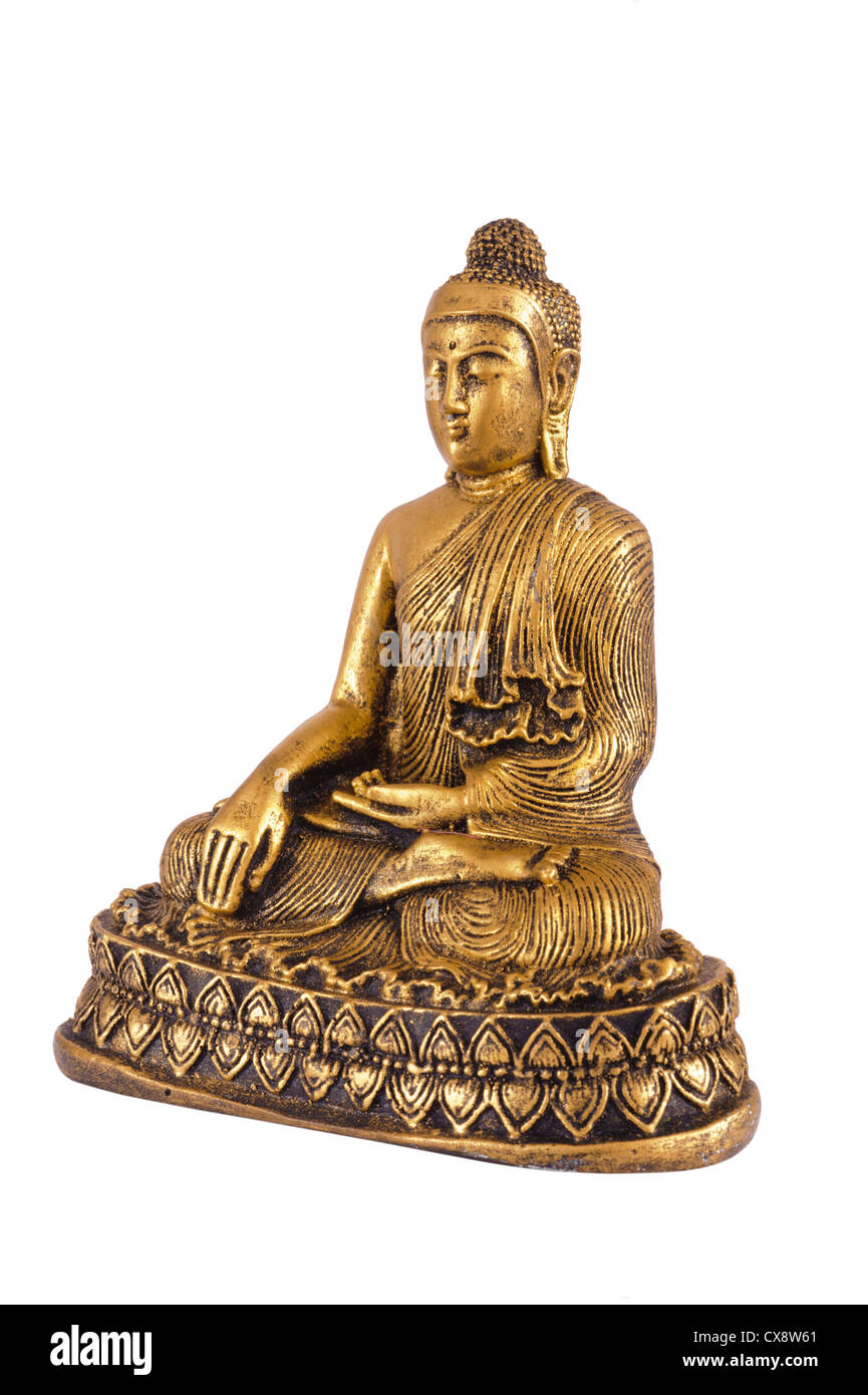 Buddha sculpture isolated over white background Stock Photo