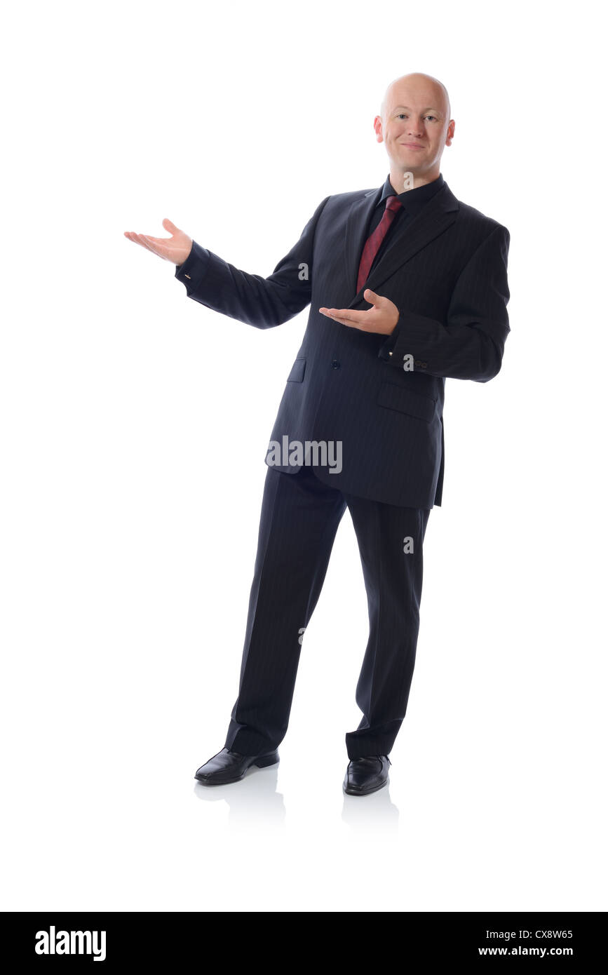 businessman man presenting to copy space Stock Photo