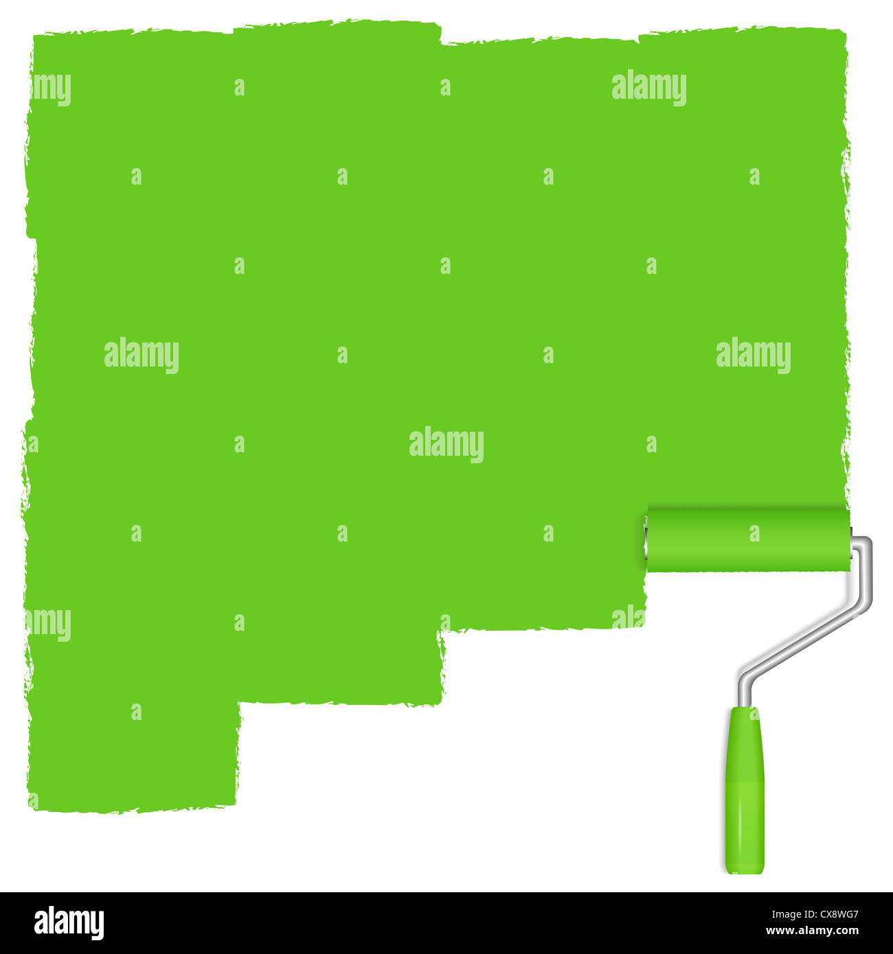 Green background with paint roller Stock Photo - Alamy