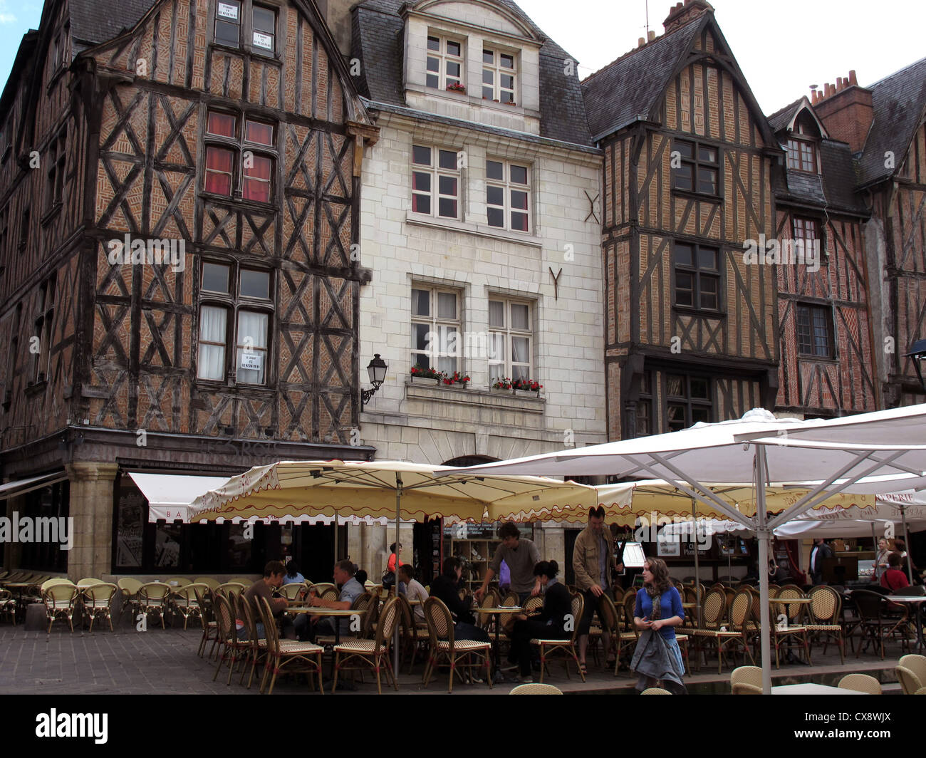 Les Trois Rois bar,Place Plumereau in old Tours,Indre-et-Loire, France Stock Photo