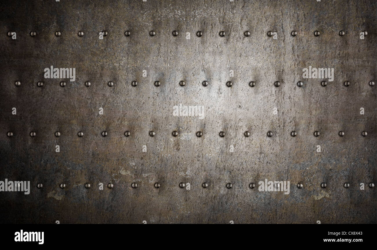 armour metal background with rivets Stock Photo