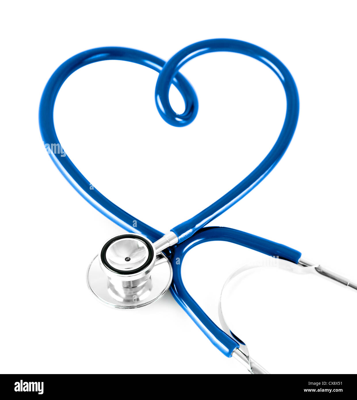 stethoscope in shape of heart concept. blue color Stock Photo Alamy