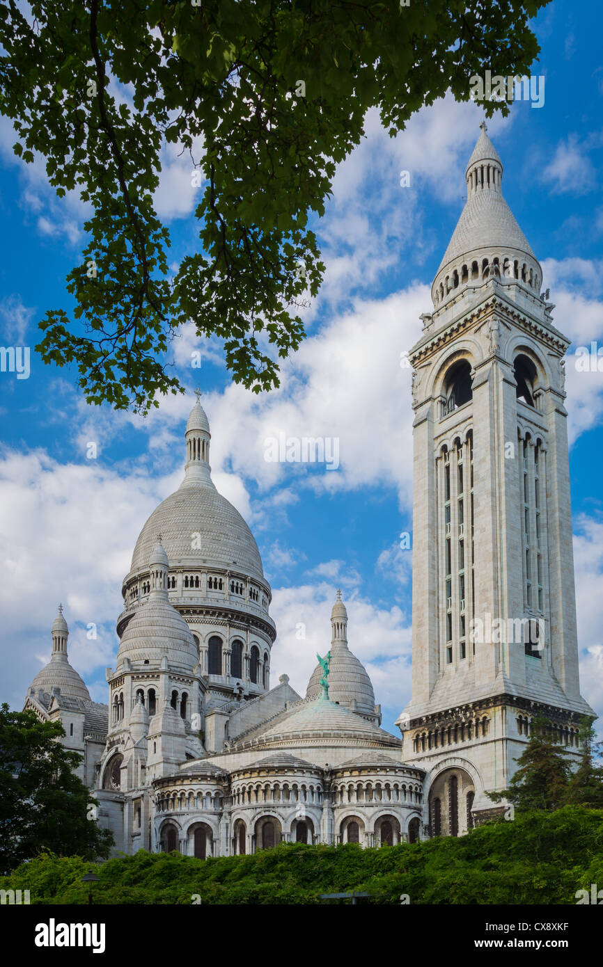 The Basilica of the Sacred Heart of Paris, commonly known as Sacré-Cœur Basilica, in Paris, France Stock Photo