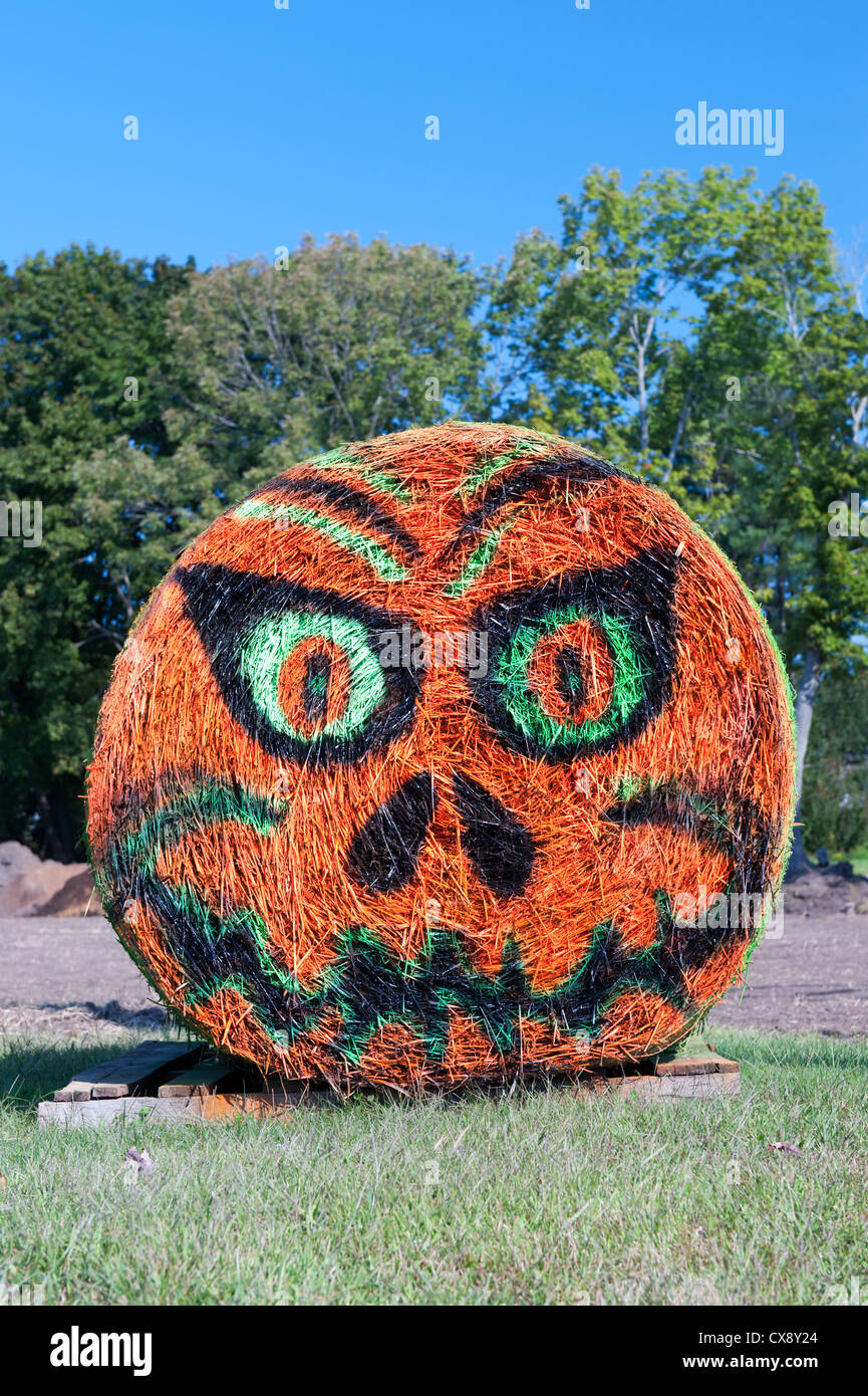Hay bale Halloween decoration Stock Photo Alamy